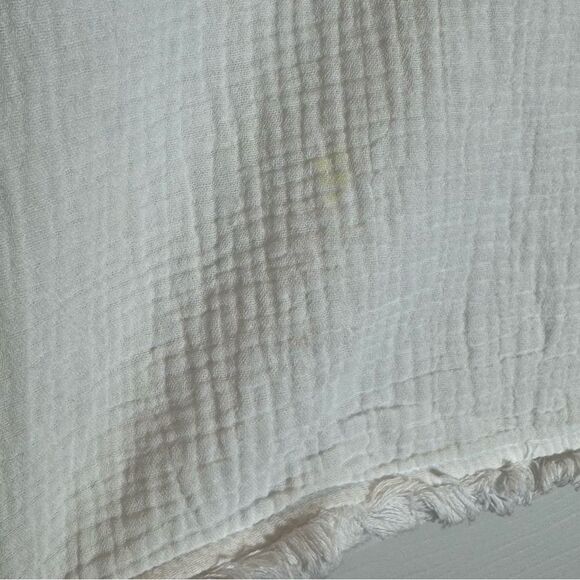 Cynthia Rowley Women's Boho White Cotton Top Size 1X Fringe Detailing Casual - Picture 5 of 9